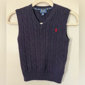 Polo Ralph Lauren Navy Blue Cable Knit Boys Cotton Sweater Vest Size 7